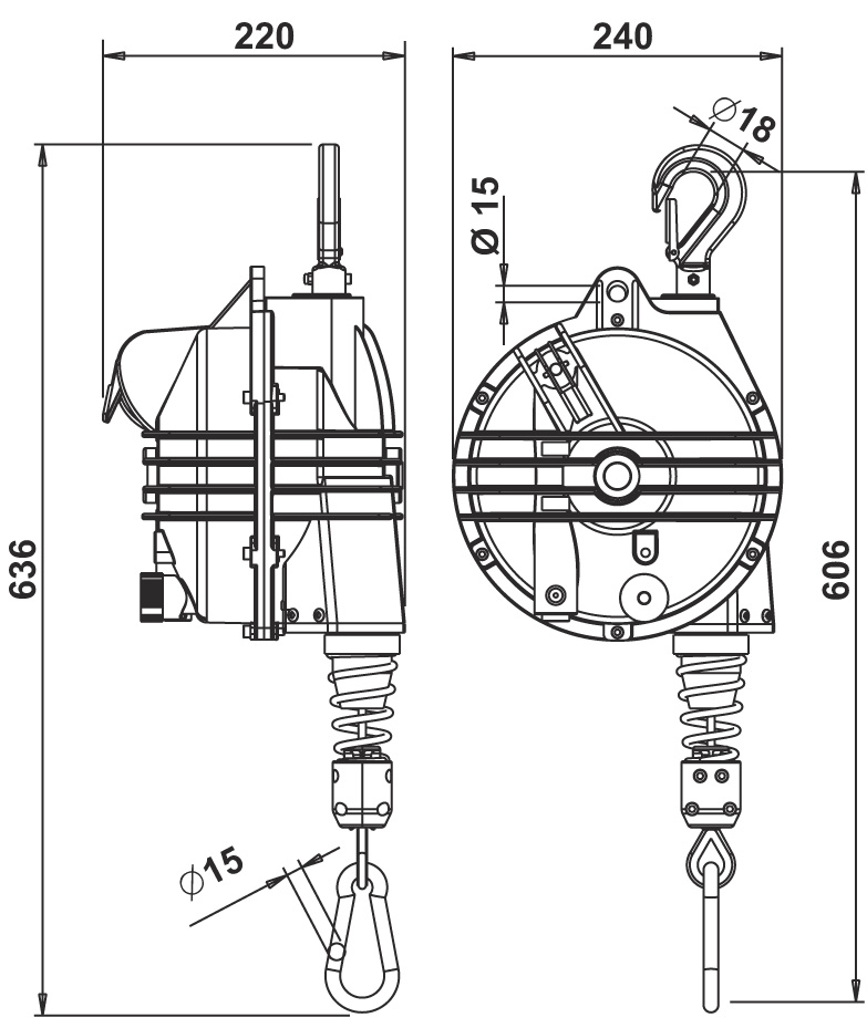 Balancer ruční lanový MCB9365 nosnost 30-35 kg/délka lana 2 m