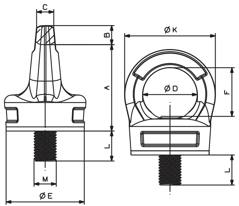 Šroubový bod otočný s ložiskem a klíčem RSHVKSX24 M24x39 mm nosnost 3200 kg  
