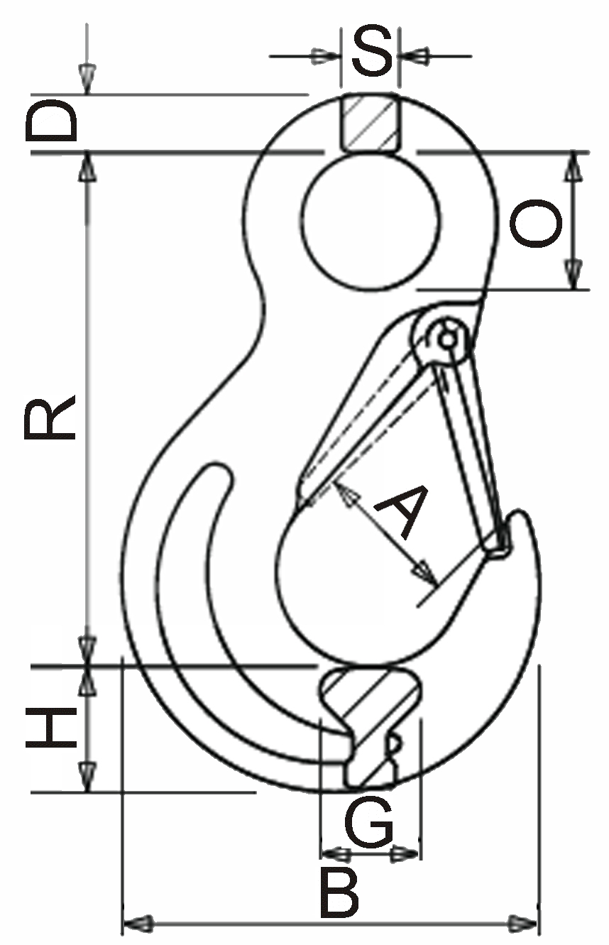 Hák s okem a západkou NEREZ C33SNINOX D16 6 300 kg GK6