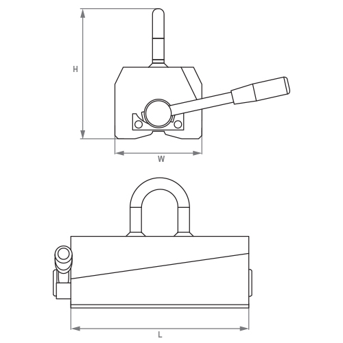 Magnet permanentní břemenový NEOL2000 nosnost 2000/1000 kg