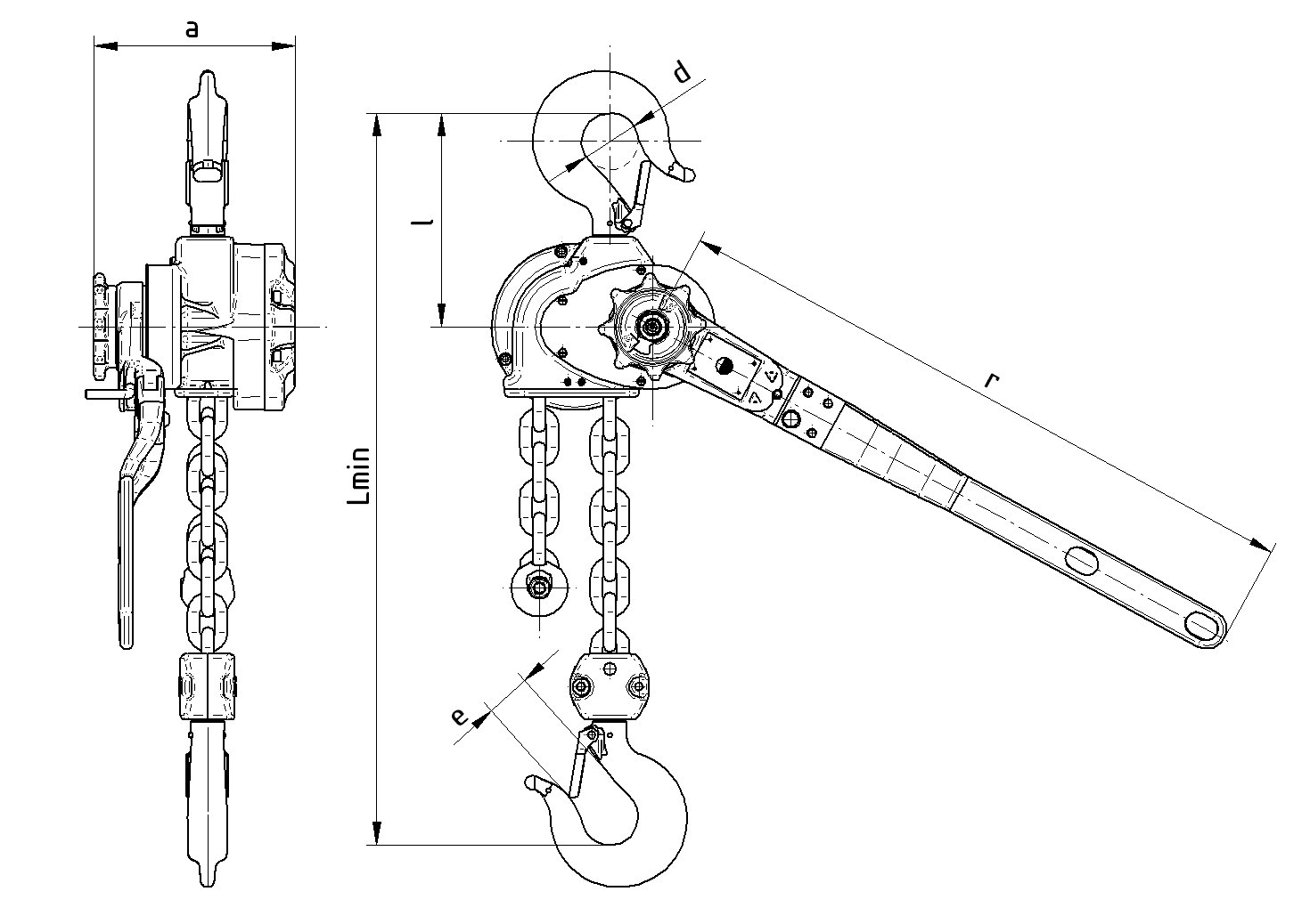 Zvedák řehtačkový RZC 5T/1,5M nosnost 5000kg/zdvih 1,5m