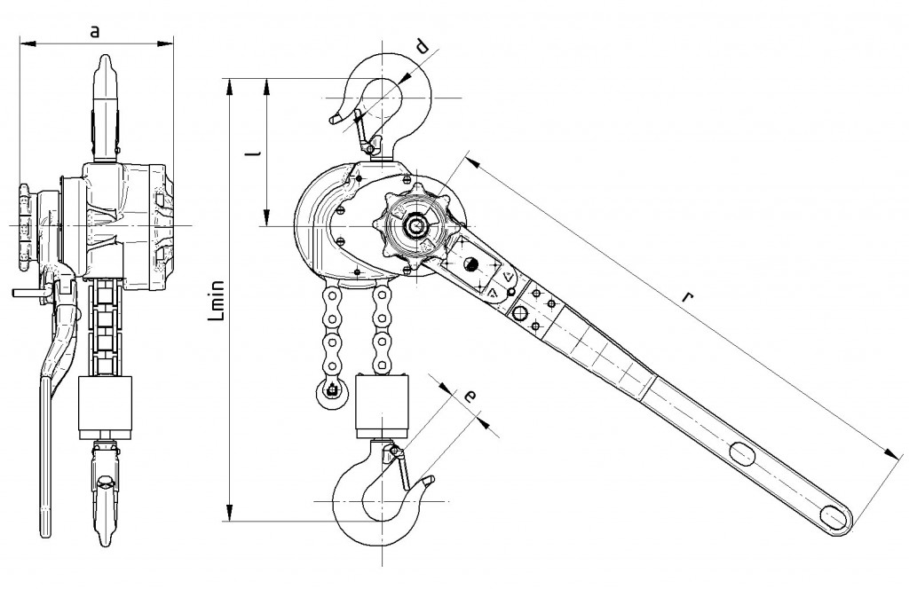 Zvedák řehtačkový RZV 5T/1,5M nosnost 5000kg/zdvih 1,5m
