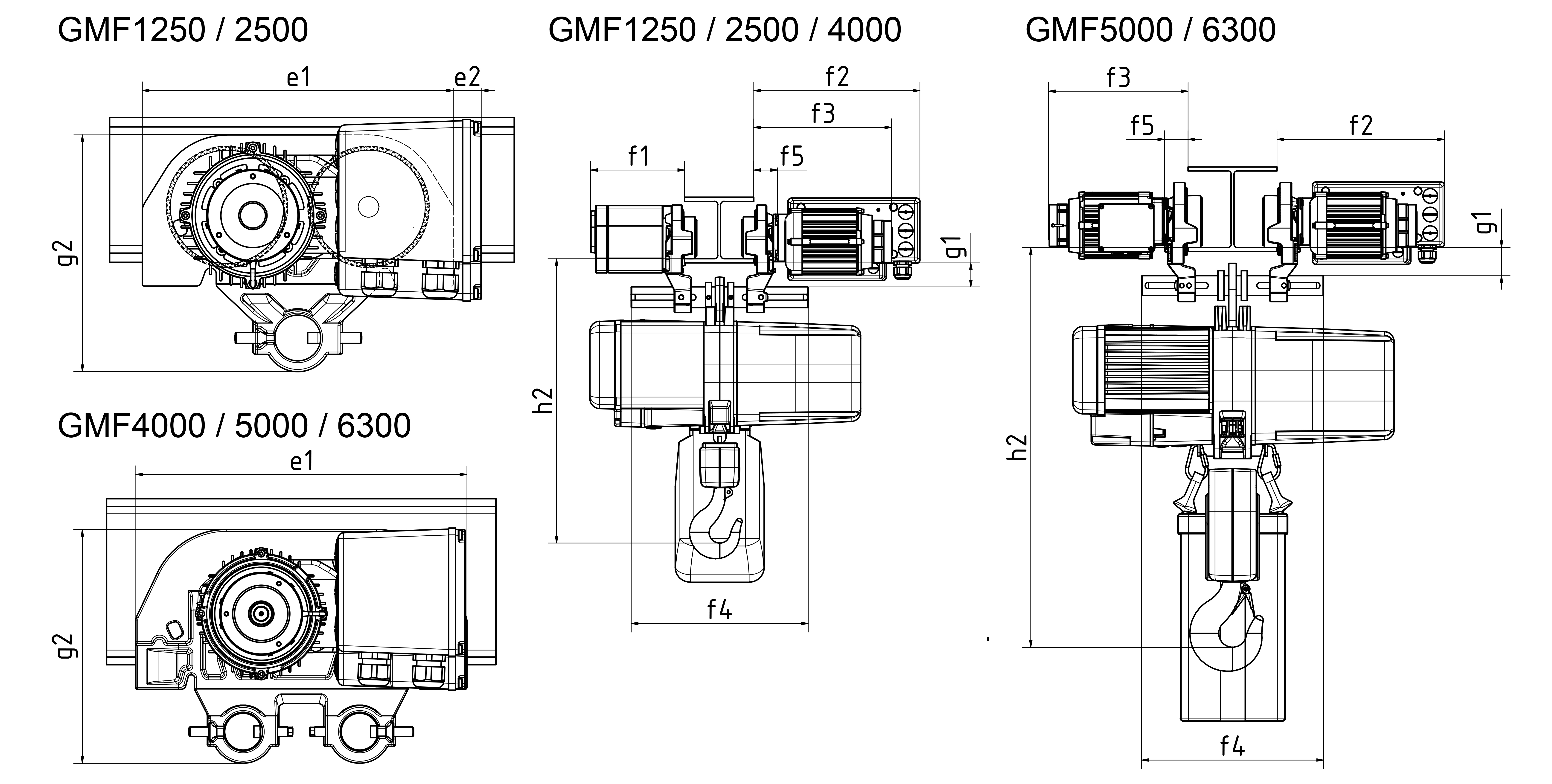 Pojezd kladkostroje elektrický GMF1250 nosnost 1250kg 70-240mm