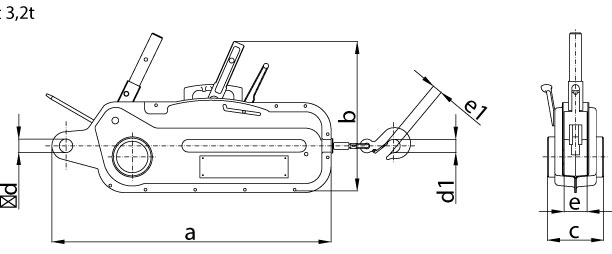 Zvedák lanový 30-11/3,2T nosnost 3200 kg vč. ocelového lana s hákem 10m