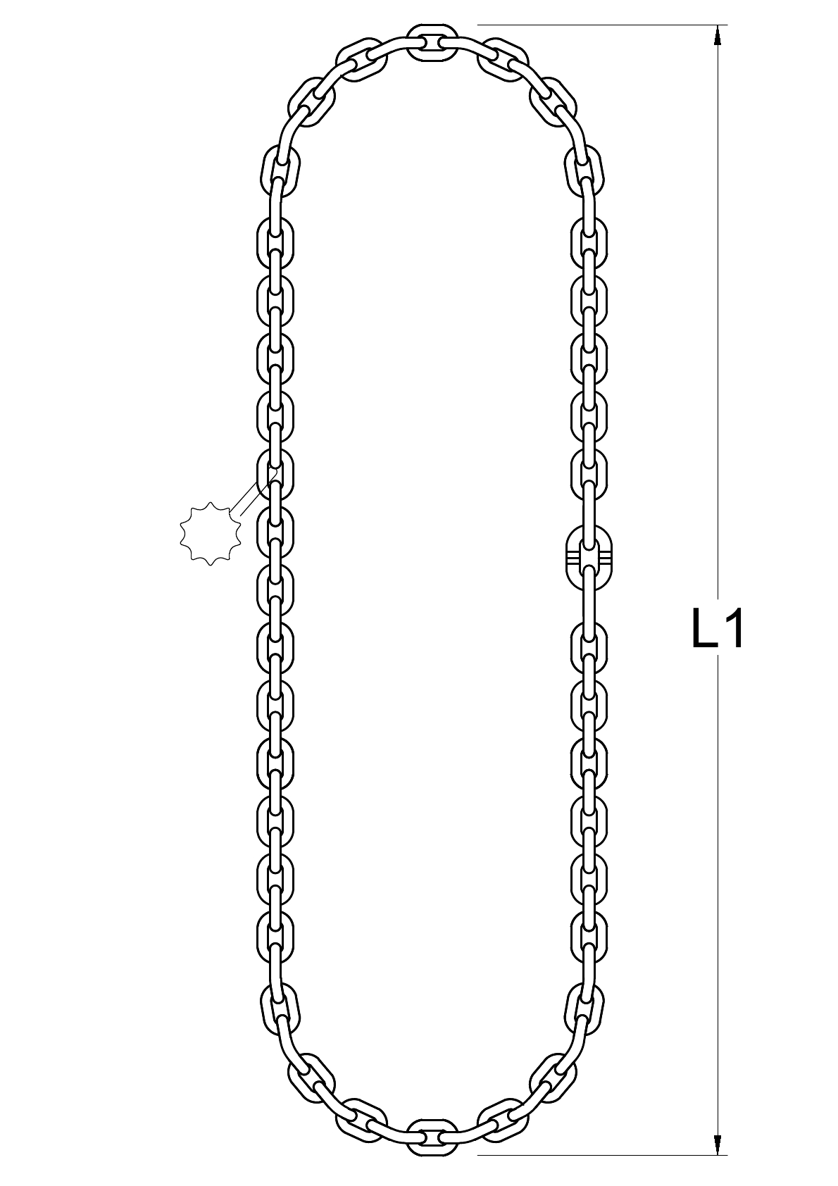 Řetěz nekonečný d 6/délka L1 dle výběru - 1800 kg