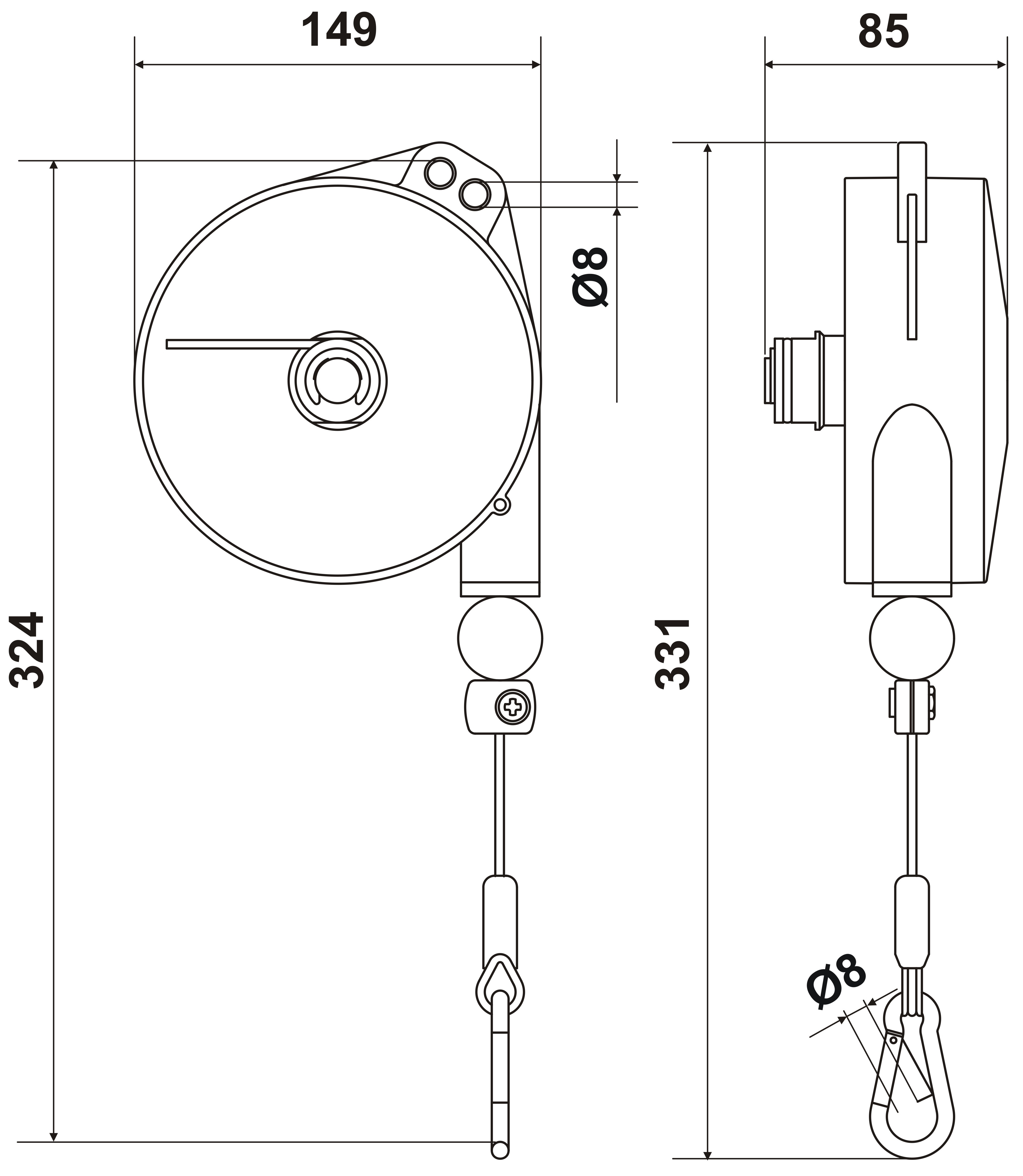 Balancer ruční lanový MCB9321 nosnost 2-4 kg/délka lana 2 m