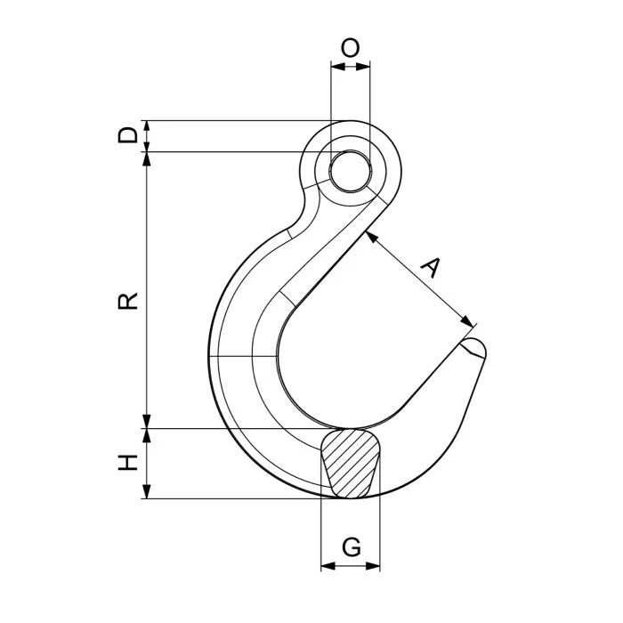Hák slévárenský s okem CYO8 (C50) 2 000 kg