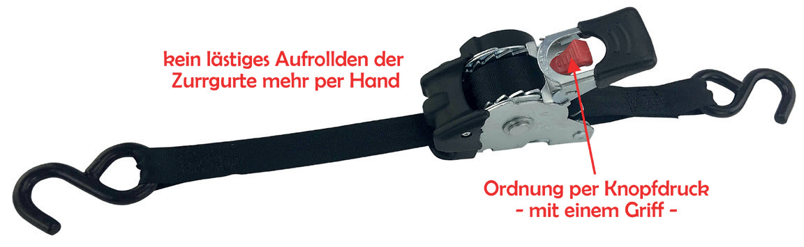 Pás s ráčnou s automatickým napínáním a háky SRS - 600 daN š. 25 mm/délka 3 m