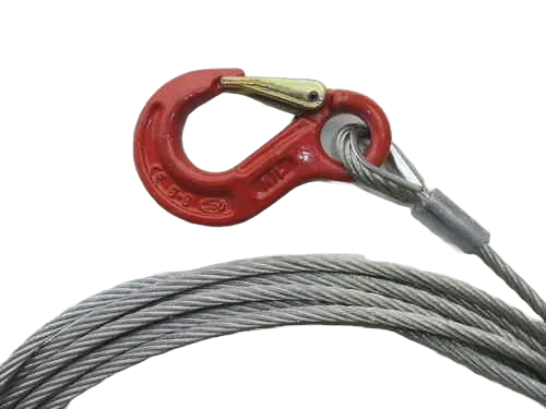 Ocelové lano s hákem s pojistkou pr. 10 mm/35 m